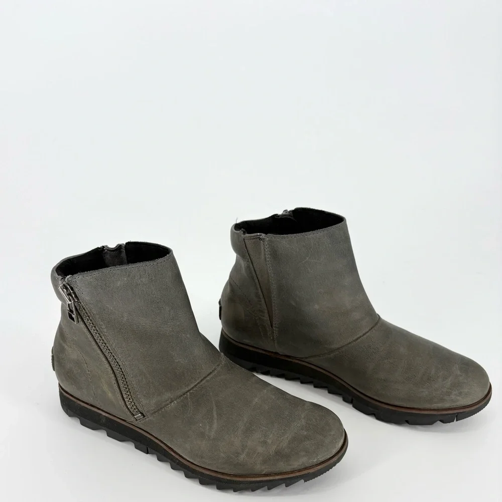 Sorel Harlow Zip Ankle Boot Quarry Leather